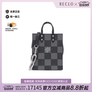 中古LV路易威登通用A级95新Sac Plat XS小牛皮琴谱包棋盘格斜挎包