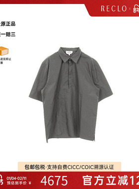 中古Hermes爱马仕男B级9新tops上衣棉上衣灰色设计感时尚RECLO