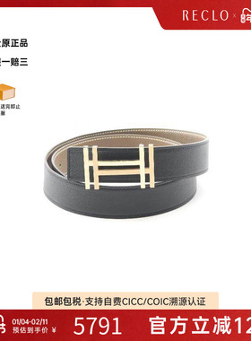 中古Hermes爱马仕男A级95新belt腰带牛皮其他黑色