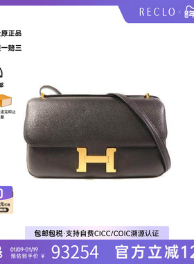 中古Hermes爱马仕女包A级95新Constance康康系列牛皮斜挎包黑色