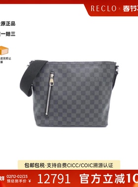 中古LV路易威登男包A级95新Graphite Mick棋盘格斜挎包正品休闲