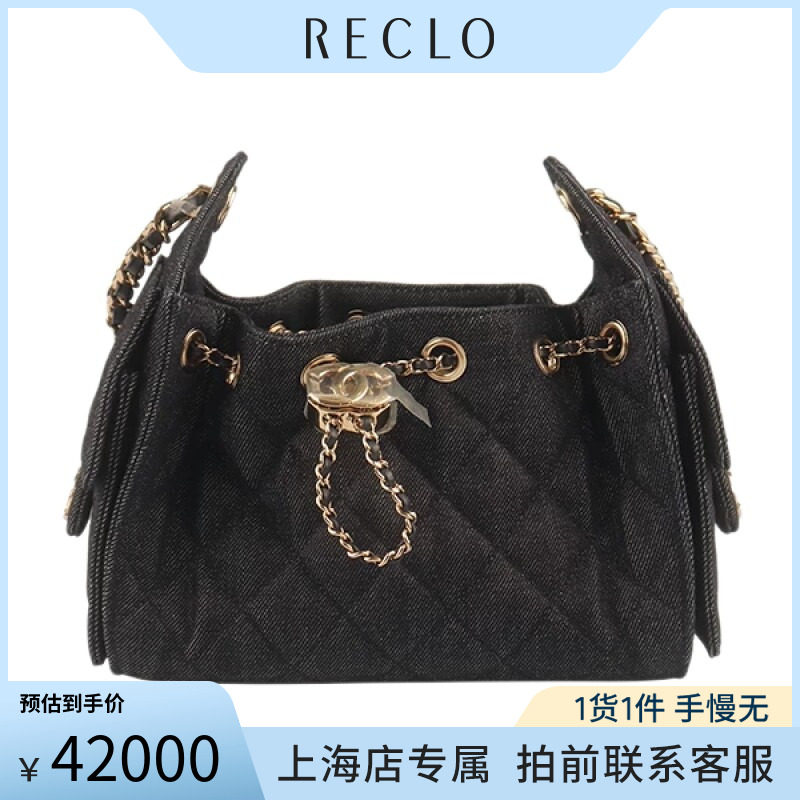 「9.0新」CHANEL(香奈儿)25 手袋藏青色丹宁牛仔迷你斜挎包AS5631