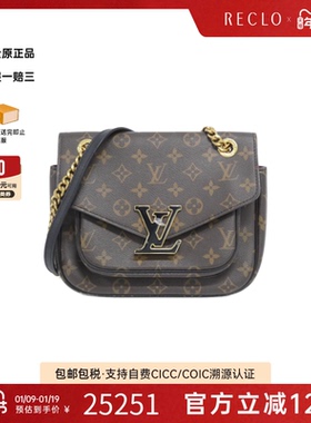 中古LV路易威登女包A级95新 Passy老花斜挎包经典正品RECLO