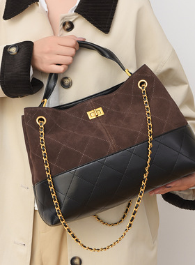 女士手提包新款磨砂包包女复古时尚高级感单肩包大容量通勤包跨境