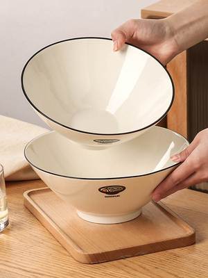 面碗日式拉面碗面条泡面碗大号高脚斗笠汤碗单个陶瓷创意家用餐具