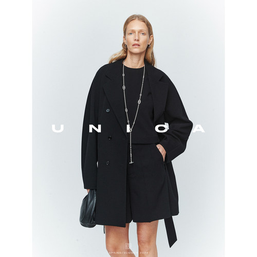 【惊喜八折】UNICA/精致优雅_斜纹垂感精纺羊毛Madam外套套装女