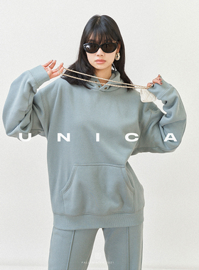 【惊喜五折】UNICA/秋冬加厚绒_侘寂配色年轻时髦加厚运动卫衣