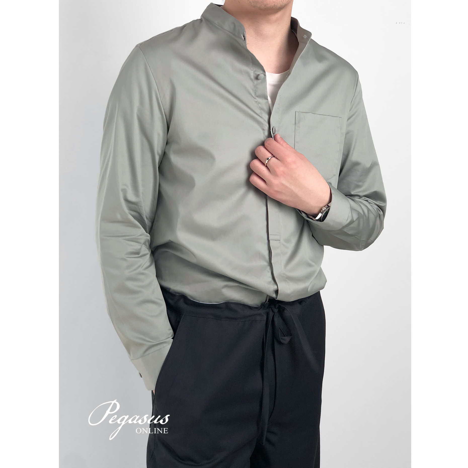 pegasus_独家凌波玉小立领丝光棉