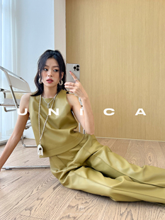 强推不费力简约时髦_品味色系PU革背心皮裤 UNICA 惊喜五折