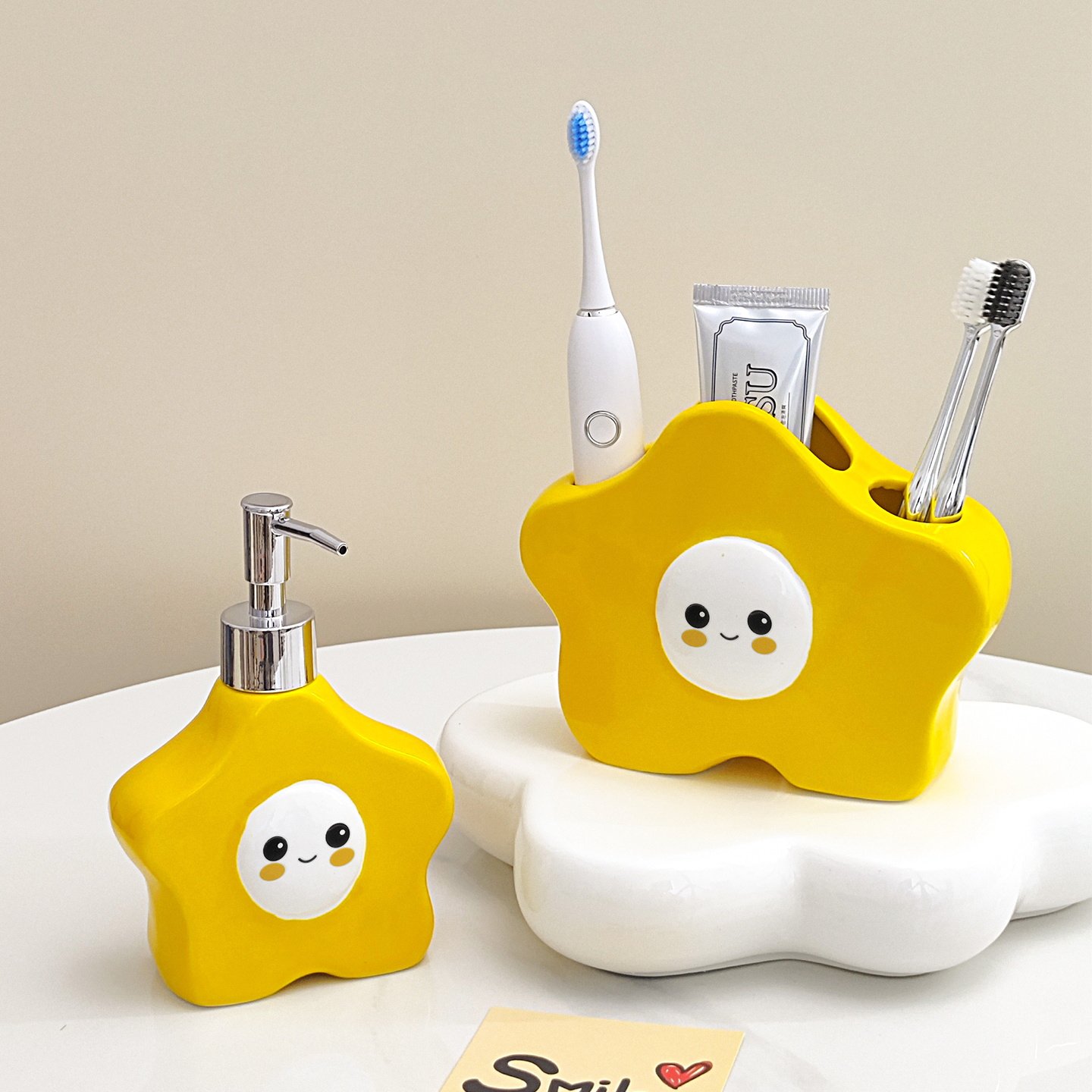 星星电动牙刷架陶瓷置物架家用卫生间洗漱台牙膏牙具牙刷收纳底座