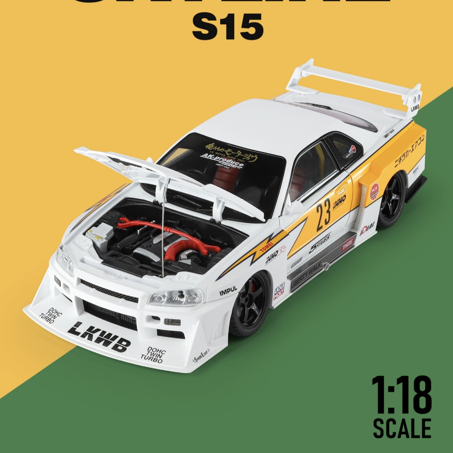 金丽方1:18大号GTR改装版合金汽车模型天际线仿真跑车东瀛战神