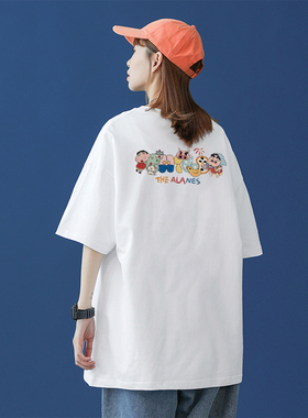 CP国潮夏新款卡通图案纯棉圆领白色短袖t恤女宽松百搭显瘦上衣ins