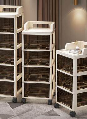 小推车置物架家用零食玩具收纳柜多层客厅可移动抽屉式落地储物柜