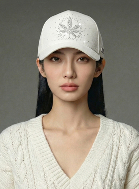 D8D MAX 水晶枫叶棒球帽 5080高顶硬顶羊毛保暖系列 白色手工制作