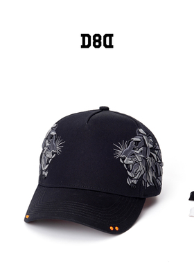 D8D 双虎高顶卡车帽春夏男女刺绣硬顶棒球帽运动帽帽子 58 60