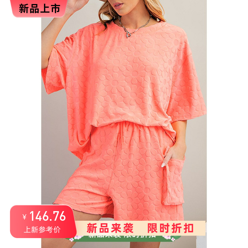 欧美纯色短袖T恤短裤两件套女2024夏季新款宽松显瘦休闲时尚套装