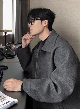 【一折专区】MAMMJUDX成熟稳重男士灰色翻领夹克秋季韩系穿搭clea