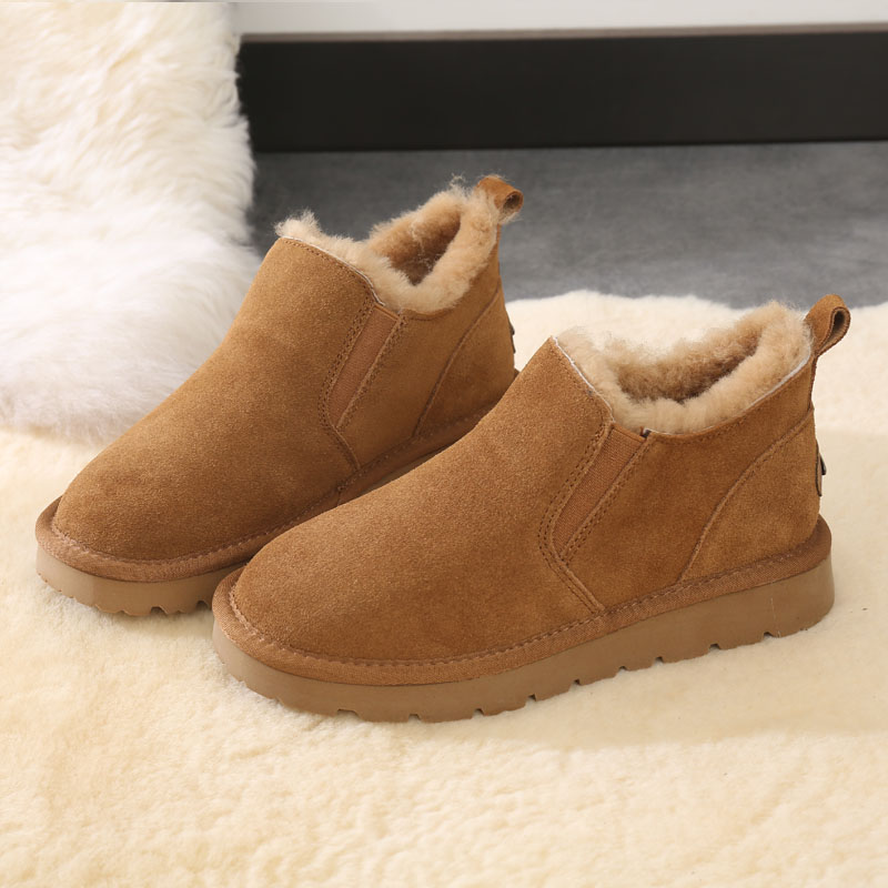 加厚绒羊毛雪地靴防滑棉鞋牛皮