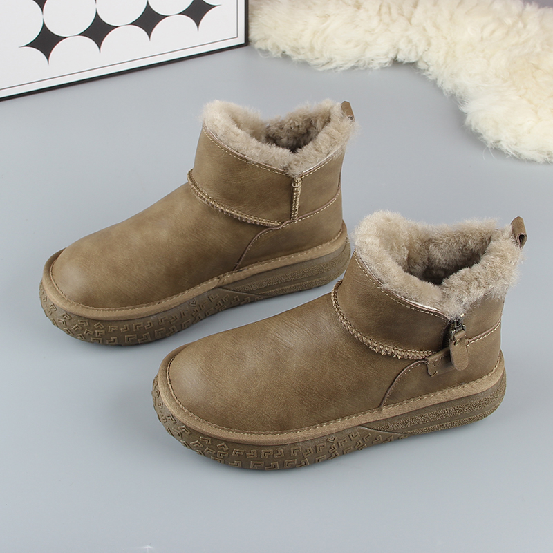 时尚皮毛一体雪地靴女2025冬厚底