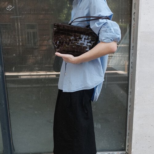 ideefixe单肩手拎包复古质感文艺