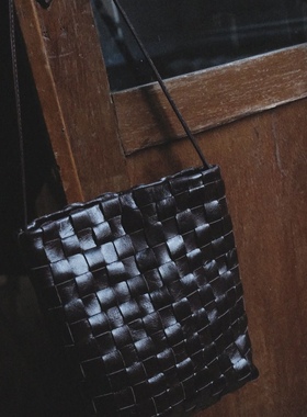 酒红新色-授权正品idee fixe小众设计轻奢手工编织单肩斜跨牛皮