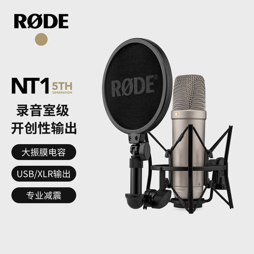 RODE罗德NT15th大震膜录音室电容麦克风USB直连话筒银色（官方标