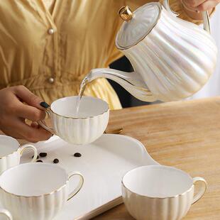 高档陶瓷客厅杯子套装 茶具茶杯杯具带托盘礼盒 欧式 家用咖啡杯套装