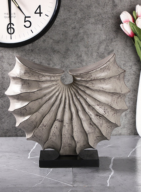 新中式抽象艺术摆件样板房售楼处电视柜玄关摆设几何树脂软装饰品