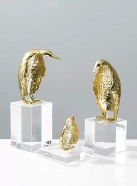 现代轻奢抽象水晶企鹅动物摆件客厅电视柜玄关酒柜桌面欧式装饰品