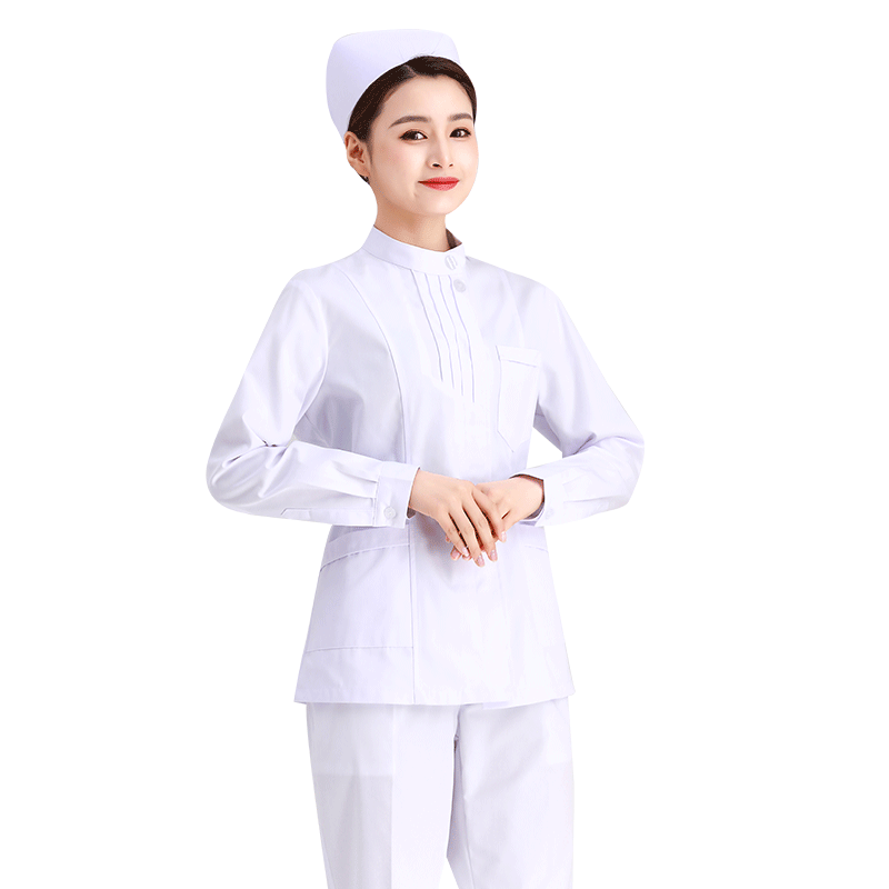 護(hù)士服長(zhǎng)袖女薄款春夏款工作服分體套裝左偏捏折化學(xué)藥店醫(yī)師外套