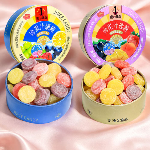 优之唯品珍果汁硬糖168g水果味糖