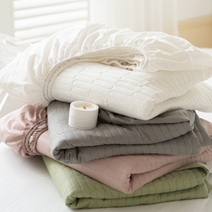 简约纯棉夹棉床笠单件可机洗床垫防尘保护套防滑全棉床罩套三件套
