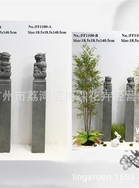 日式山水庭院装饰四神兽拴马柱狮子麒麟门当柱子大门门柱雕像
