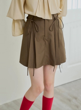 idem·新款百褶裙女学院风腰间系带半身裙短裙
