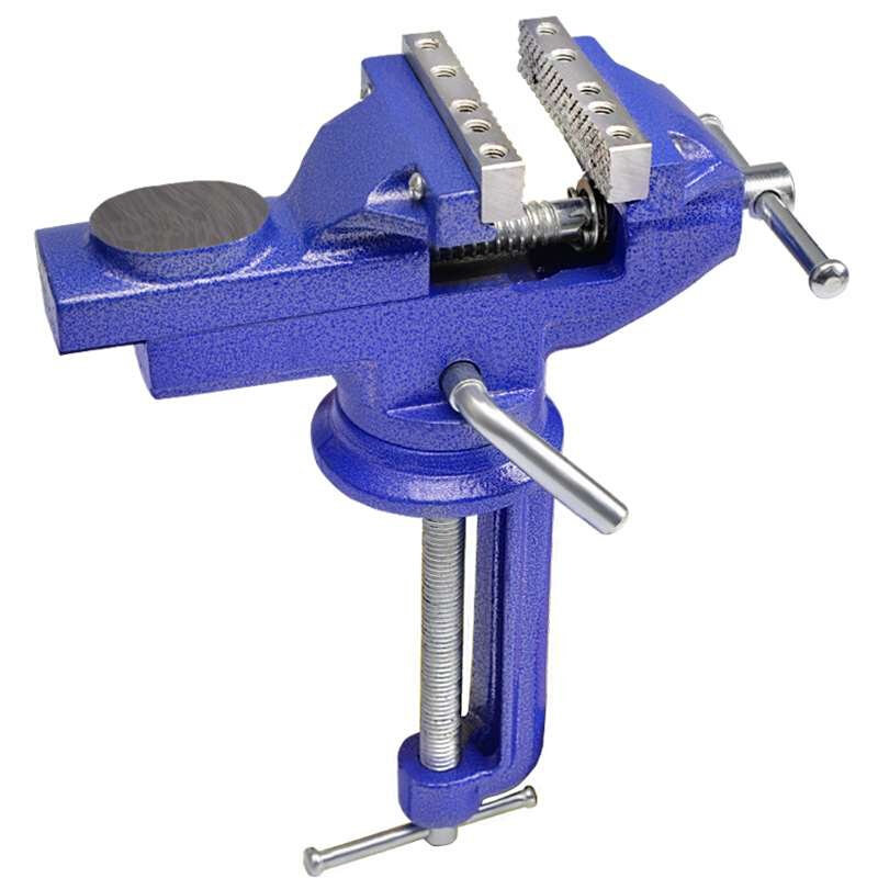 底座加长桌虎钳 加长加厚台钳10孔夹持工具带孔夹具360度台虎钳