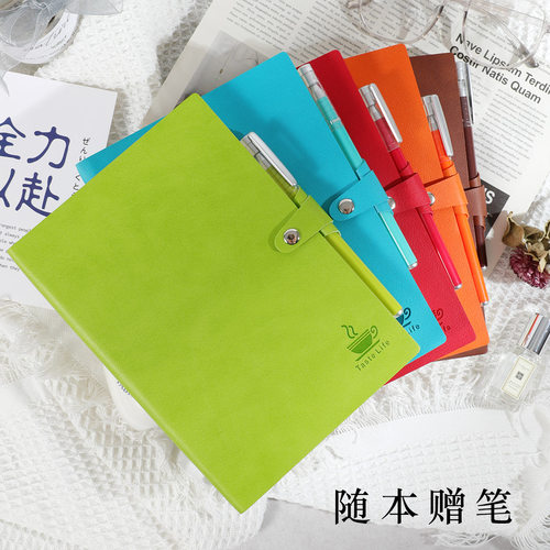 简约软皮随身a5便携笔记本子送笔