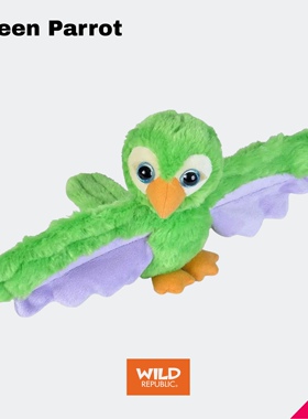 抱抱啪啪圈｜绿鹦鹉可爱鸟类毛绒动物玩具正品进口wildrepublic