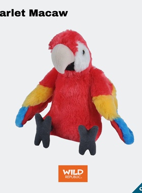 绯红金刚鹦鹉仿真毛绒美国WildRepublic正品玩偶自然治愈科普玩具