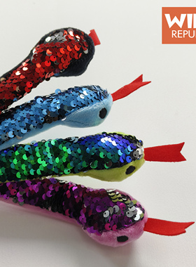 闪光亮片蛇啪啪圈盲盒毛绒玩具变色手环儿童节礼物wildrepublic