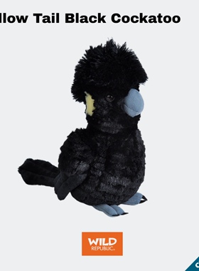 黑凤头鹦鹉仿真毛绒美国WildRepublic正品玩偶自然治愈科普玩具