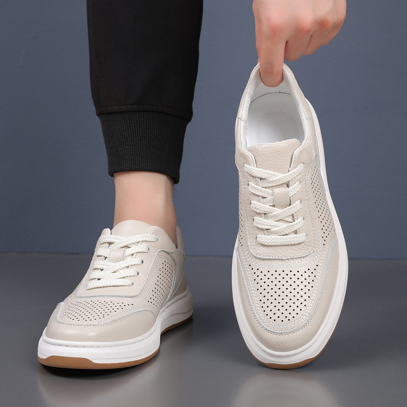 头层牛皮夏季新款男鞋凉鞋真皮镂空透气休闲鞋时尚男款小白鞋男鞋 - 批发鞋子男女款推荐出品