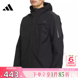 劲浪adidas阿迪达斯男子运动休闲健身夹克三条纹拒风外套黑KA1307