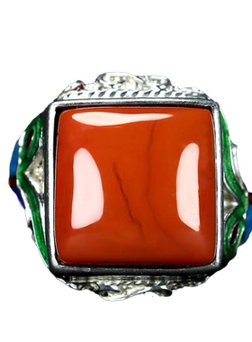 正宗天然凉山南红玛瑙S925戒面南