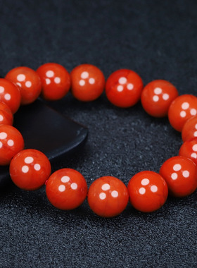 正宗天然四川凉山南红玛瑙手链柿子红手串约13mm男女款D442