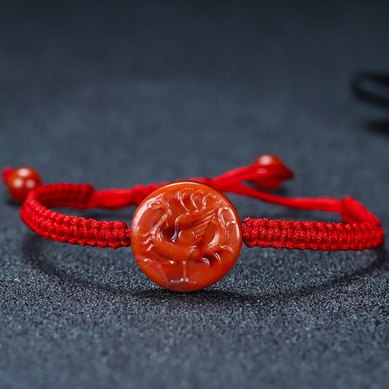 【原矿】天然凉山南红玛瑙朱雀手牌无胶属火南红原石挂件男女114