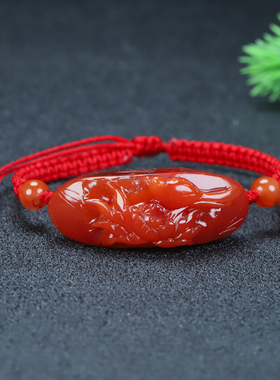 正品四川天然凉山保山南红玛瑙柿子红花鸟喜上眉梢手牌原石58号