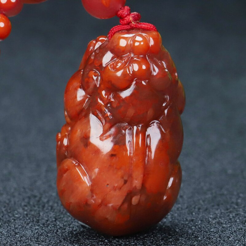天然四川凉山南红玛瑙火焰纹貔貅吊坠挂件招财进宝男女儿童款226
