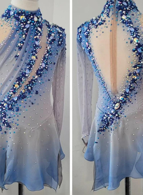 花样滑冰服装花样滑冰表演服儿童成人女童比赛考级裙子D141