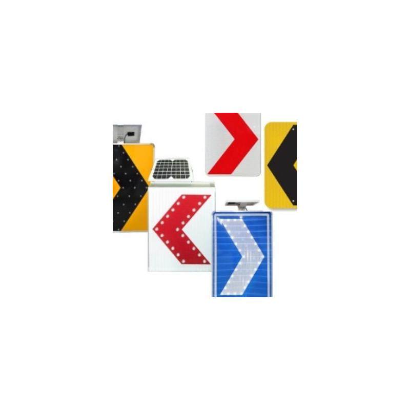 源头工厂铝制道路交通指示牌LED太阳能箭头标志牌黄黑箭头导向牌