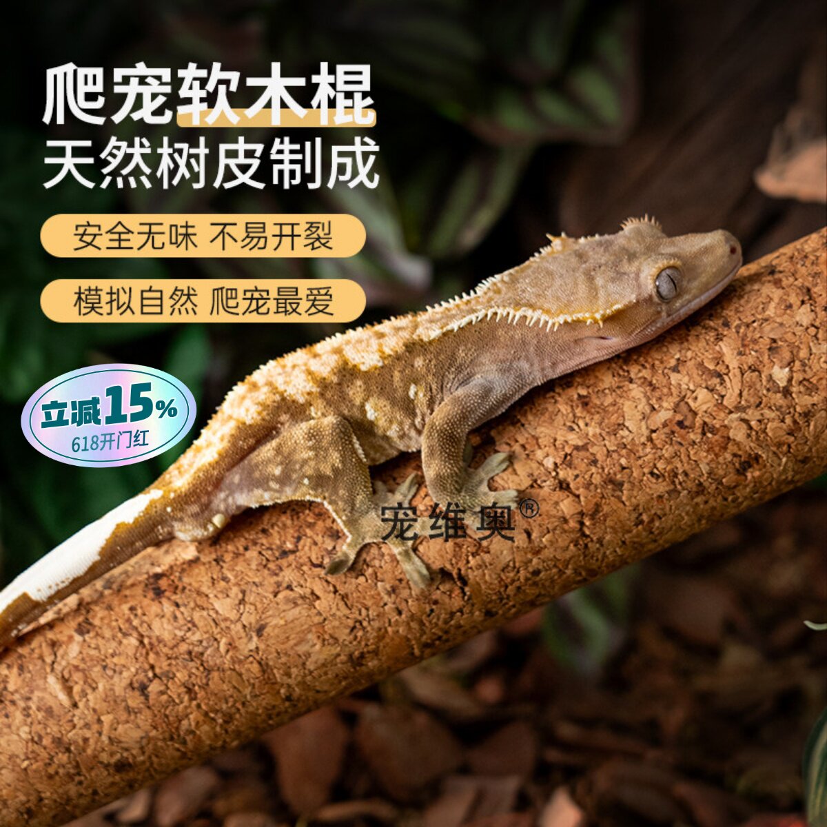 树栖爬宠攀爬棍软木棒爬虫睫角盖勾亚R属守宫树蛙造景藤木原生态